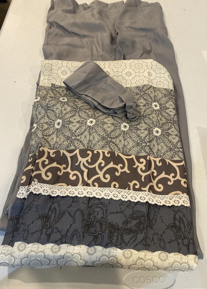 Revestimientos Ventanas 2 Varillas Bolsillo Cortinas Paneles Gris Multicolor Foto 2 de 4