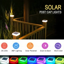  4x4'' Solar Post Deck Cap Fence 7-Colors Changing Light Outdoor Landscape Lamps