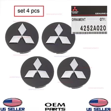 Genuine Wheel Hub Center Cap Black & Chrome 4pcs ⭐OEM⭐ Mitsubishi *See List