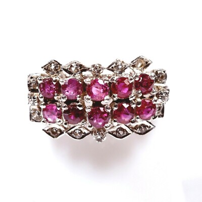 Excellent Exclusive Ladies Ring 925 Silver Cubic Zirconia Rubies Silver Modernist Luxury