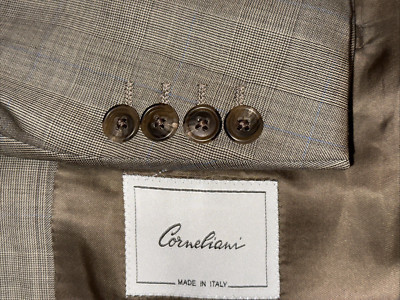 Corneliani 54IT, 44US Super 120' Extra Fine Merinos plaid blazer Suit Jacket