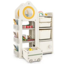 Multipurpose Kids Toy Chest & Bookshelf Bedroom Cloth Organizer Storage Cabinet