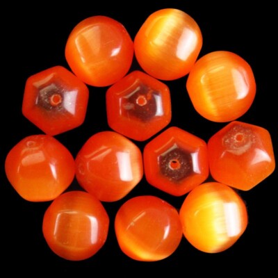 12Pcs 12x12mm Faceted Red Cat Eye Gem Lantern Pendant Bead D92478