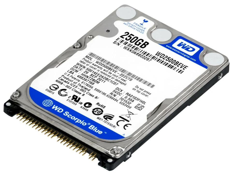 Disco Rigido WD BLUE SCORPIO WD2500BEVE 250GB 5400RPM 8MB PATA / ATA / IDE 2.5" - Immagine 2 di 3