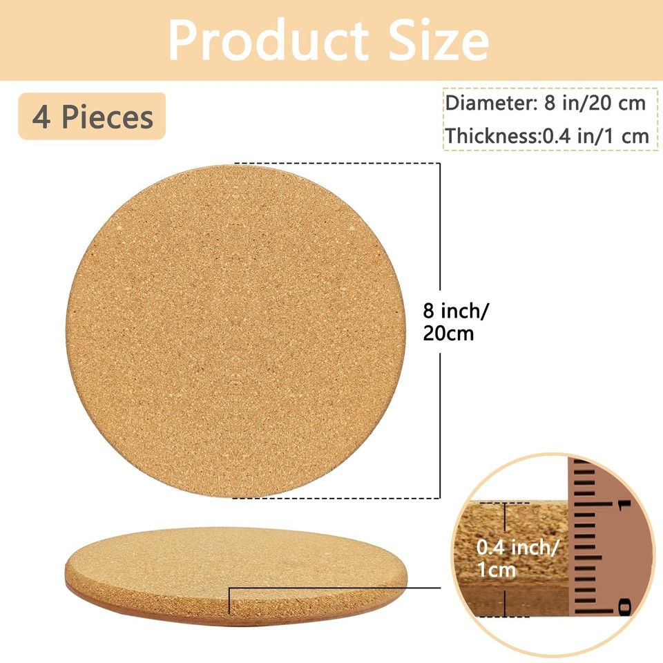 Stacking Coasters 8 Inch Cork Plant Coasters, 4 Pcs Double Layers Thickened Cork Plant ...