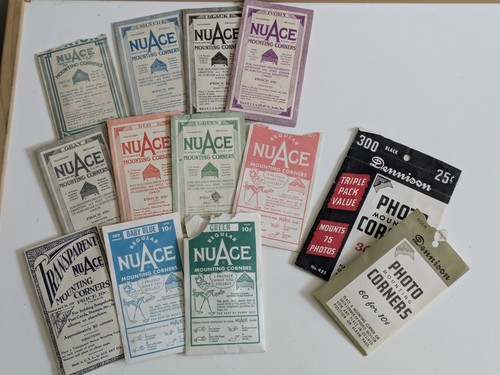 Lot of NuAce Photo Scrapbook Mounting Corners - Assorted Colors Vintage Packages