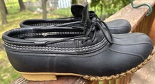 L.L. Bean Duck Boots Low MENS SIZE 10 M BLACK Waterproof Moc Made in USA Rubber