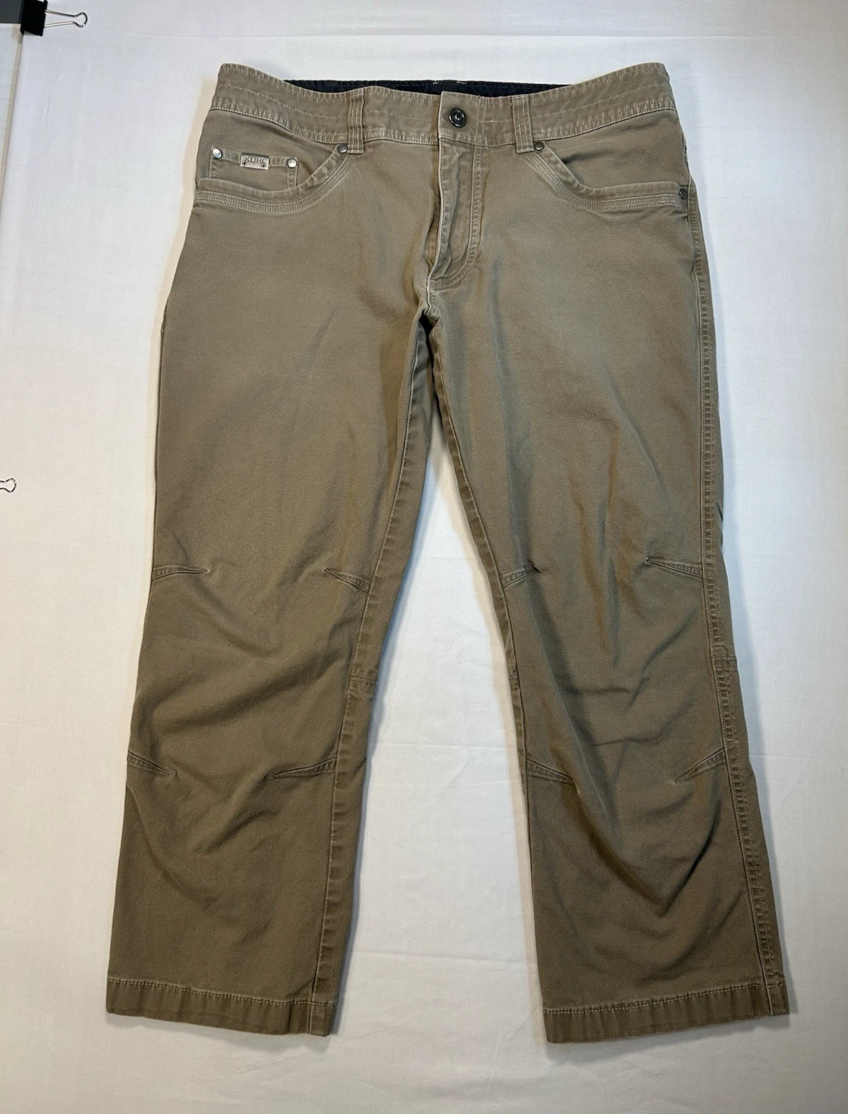 Kuhl Kanvus Jean Mens 36x32(24)Brown Chino Grey Hiking Casual Stretch Pant *Read