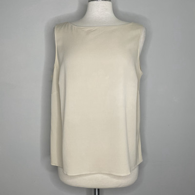 Emanuel Ungaro Woman Ivory Silk Shell Sleeveless Top Size 16 Stretch 93% Silk