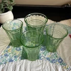 Vintage Hazel Atlas Uranium Glass Tumblers -Moderntone Design - Set of 4