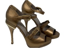 Gianni Versace Bronze gold Snake Leather Hidden Platform Heels EU 40 US 10