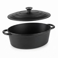 Gusseisen BräTer 3,5 L Oval Mit Deckel Emailliert Cocotte Schmortopf Bratentopf