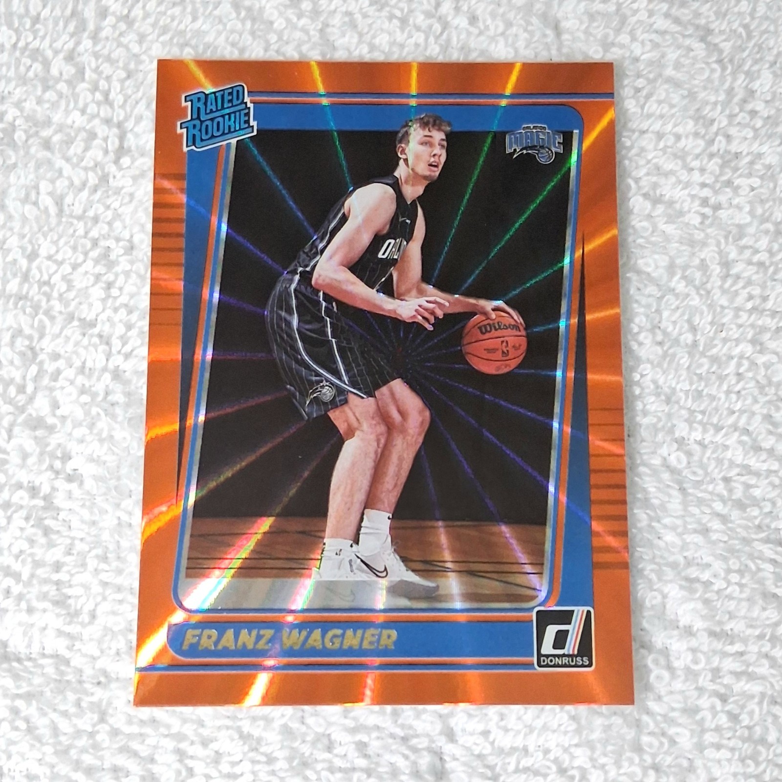 2021-22 Franz Wagner Orlando Magic Donruss Rated Rookie Orange Laser #235