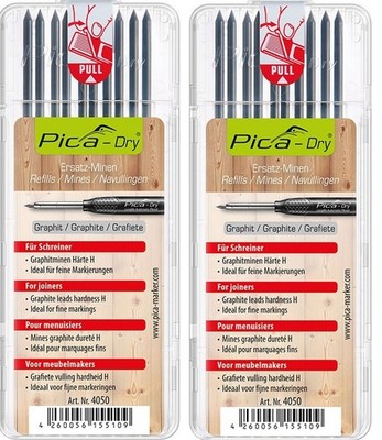 2x Pica DRY Ersatzminen 4050 Graphit Härte H Schreiner
