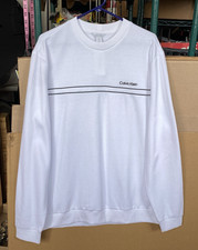 NWT Calvin Klein CK Logo Embroidered Crewneck Sweatshirt Men's Large White