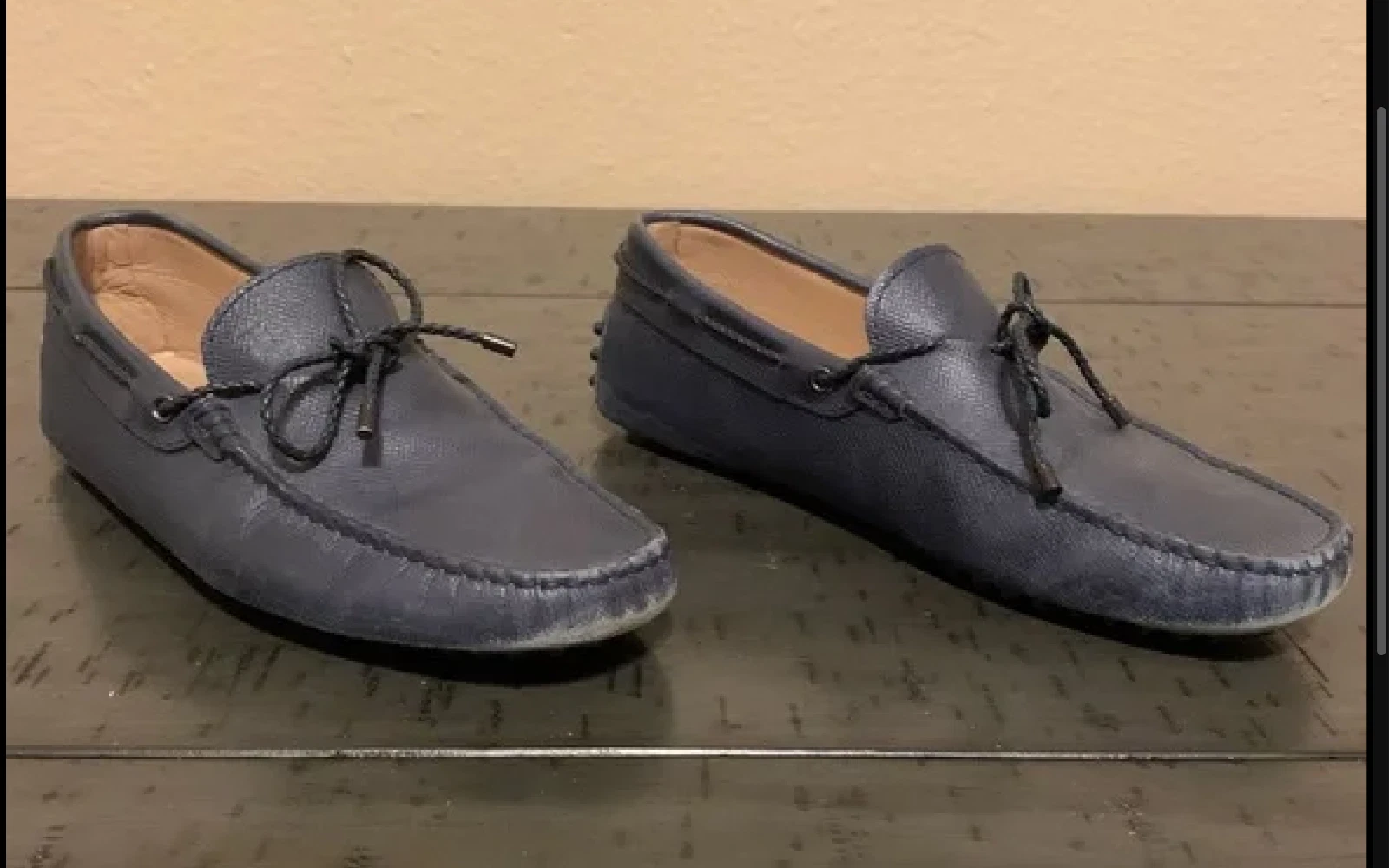 TOD’S Tod's Calf Gommino scarpe guida mocassini uomo blu navy taglia 6 fiocco cravatta Italia