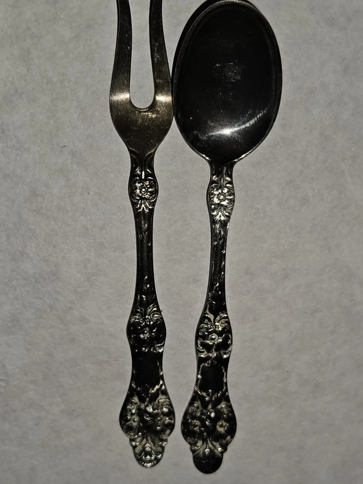 古董Th. Marthinsen 挪威银盘野生玫瑰柠檬叉和 Demitasse 勺子 — 第 4/4 张图片