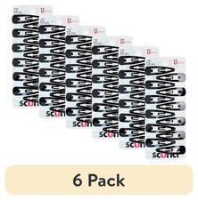  6 pack Scunci Open Center Metal Snap Clip Hair Barrettes, Black, 12 Count