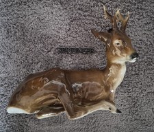 METZLER & ORTLOFF Porzellan Figur Hirsch liegend