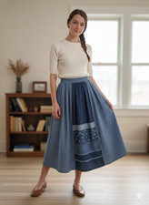 Vintage Sigikid Skirt Patchwork Striped Prairie Cottagecore German Folk 80s