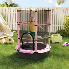 4.6FT Kids Trampoline with Enclosure Net, 55" Trampoline for Toddlers, Pink