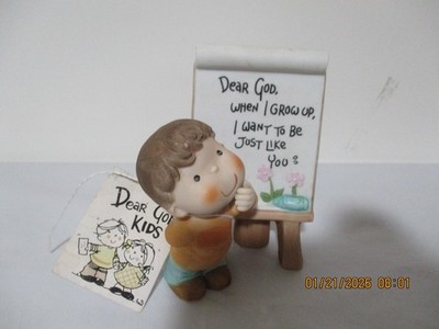 1983 Dear God Kids Boy Figurine ''When I Grow Up I Want To Be Just Like You''