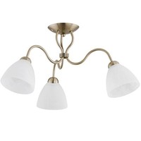 Deckenleuchte 3-Flammig Weiß Glas Messing Vintage E27 L:60 Cm Deckenlampe Flur