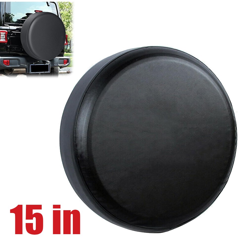 15" DIY Spare Tire Cover Trailer Wheel & Tyre Protector Against Sun & Rain Black