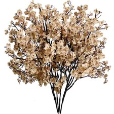 6 Bundles Artificial Light Brown Baby  s Breath Flowers