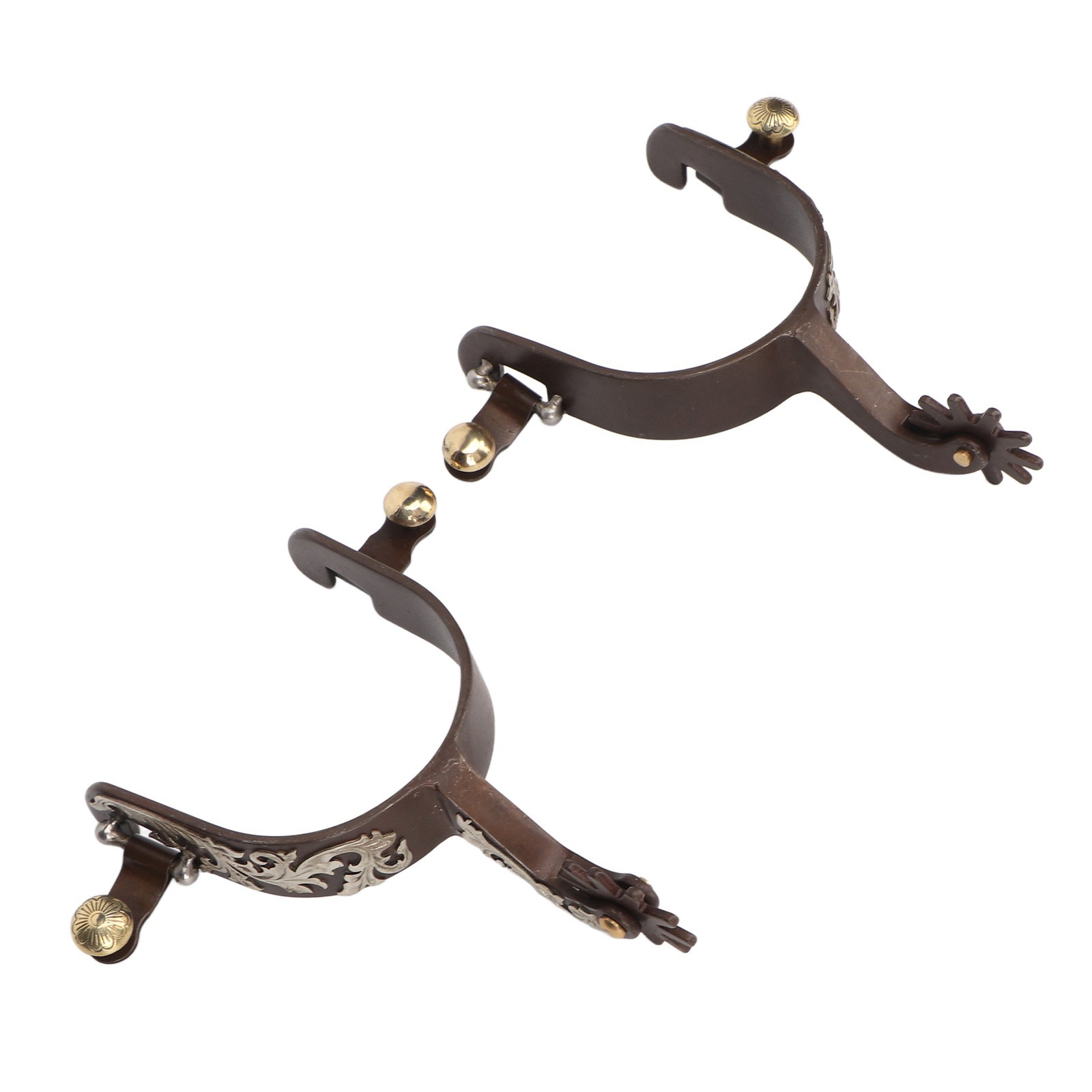 2Pcs Vintage Steel Spurs With Turnable Gear For Horse Riding Western Cowboys