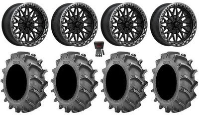 MSA Bolo Bdlk 18'' Wheels Matte Bk 33x8 (6ply) BKT171 Tires RZR Turbo R & Pro R