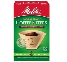  2 Cone Coffee Filters, Unbleached Natural Brown,100 Total Filters  USA