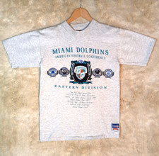 Vintage 90s Miami Dolphins T-Shirt Men's M Gray Nutmeg Dan Marino NFL USA Made