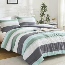 King Size Comforter Set Sage Green - 3 Pieces Lightweight Quilt Bedding