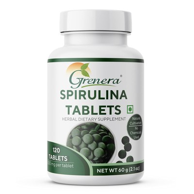 Grenera Spirulina Superfood Tablets 120ct | Pure & Natural | 1000mg/Serving
