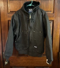 Mens Walls Workwear Duck Canvas Bomber Jacket Large Tall Bark Brown RN17182 NEW