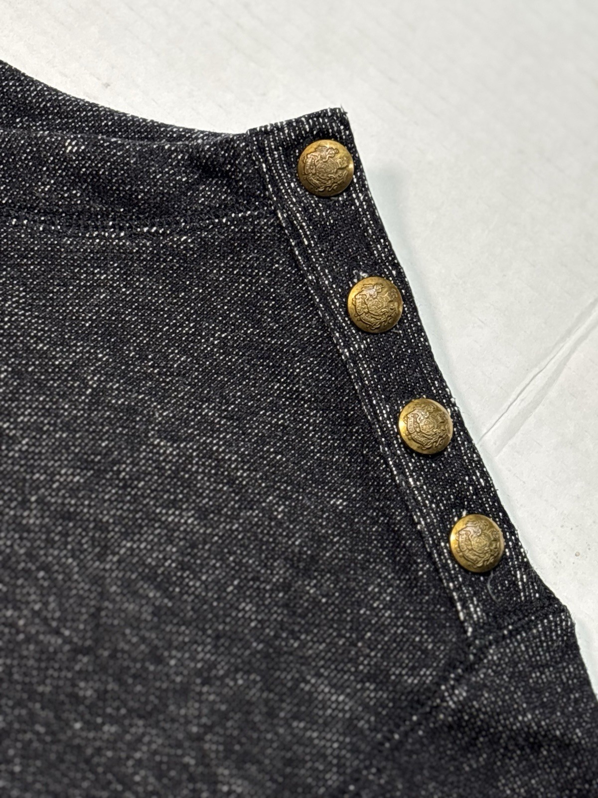 Lauren Jeans Co Ralph Lauren XL Speckled Knit Sweatshirt Crest Button Pullover thumbnail 3