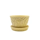 Vintage McCoy Pottery Hobnail Leaves and Berries Flowerpot Planter Butter Yellow