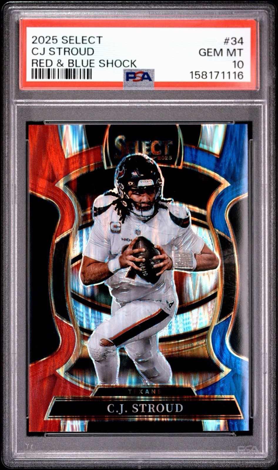 PSA 10 2025 Panini Select Concourse Red Blue Shock CJ Stroud Texans