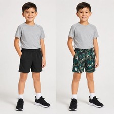 Athletic Works Boys Core Performance Shorts 2-Pack Size S 6-7 Black Evergreen