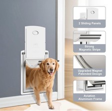 Pet Door Large Dog Door Wall Tunnel Strong Metal Frame White For Large Dogs