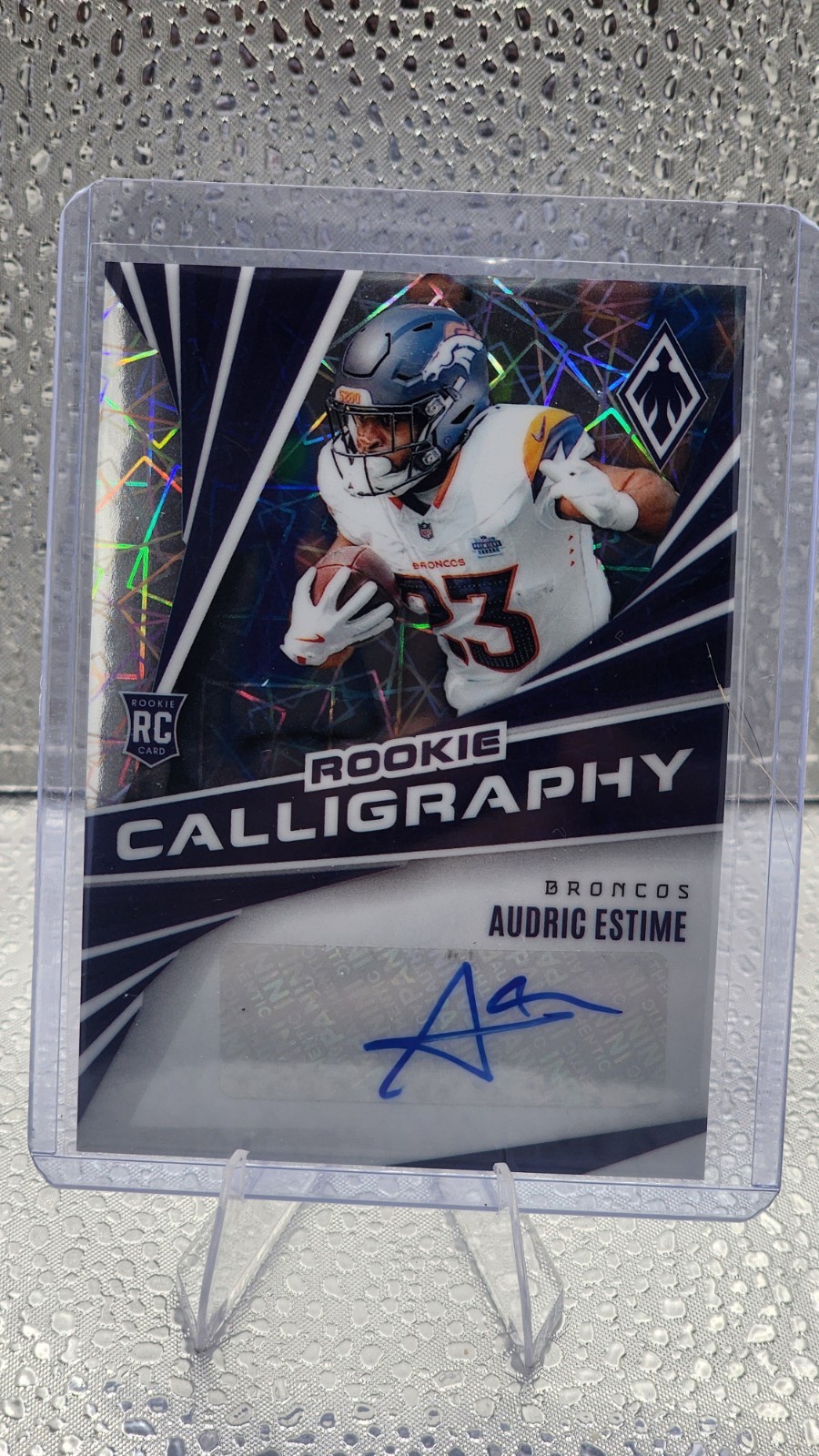 Audric Estime Panini Phoenix Rookie Calligraphy Autographs #RCAEE Lazer