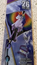 X Kites DLX Diamond Deluxe Nylon Unicorn Kite, 26" Wide for Ages 8 