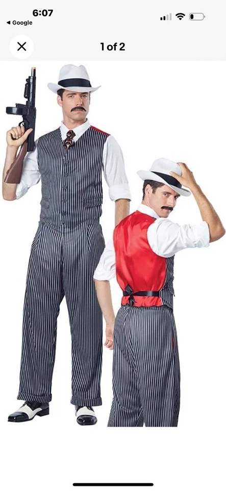 Mobster 1920s Mafia Gangster Mob Crime Boss Chicago Mens Costume - Image 2 of 4