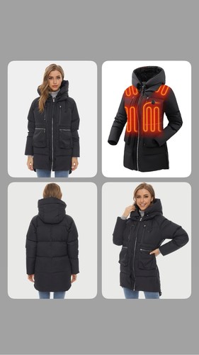 Venustas Women's Heated Jacket 3 In 1 with Battery Pack Black Size Large