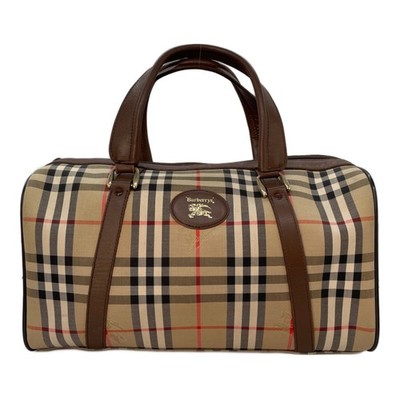 Burberry's Boston bag Brown Nova check Leather Nylon Women Duffle bag Large