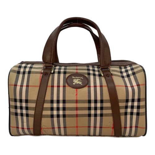 Burberry's Boston bag Brown Nova check Leather Nylon Women Duffle bag Large