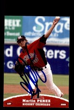 Signed Baseball Card Auto Martin Perez 2009 Grandstand Hickory Crawdads