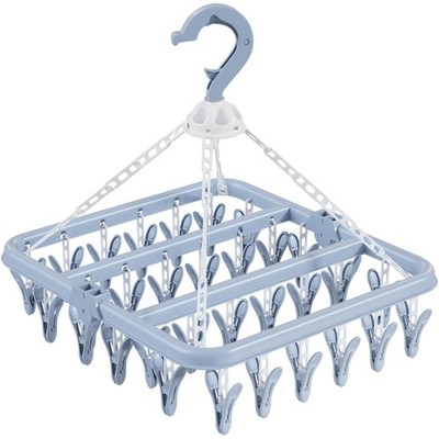 Aolloa Clothes Drying Rack with 32 Clothespins, Bule Foldable Hanging
