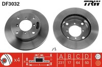 2X TRW Bremsscheibe DF3032 Passend FüR Subaru Suzuki